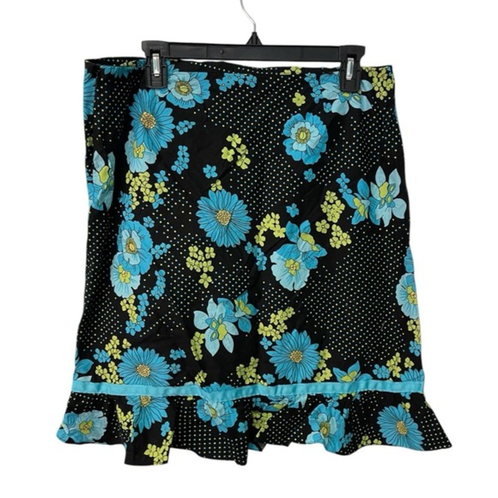 No Boundaries 13 Black Floral Polka Dot Ruffle Hem Skirt Y2K Whimsigoth Indie